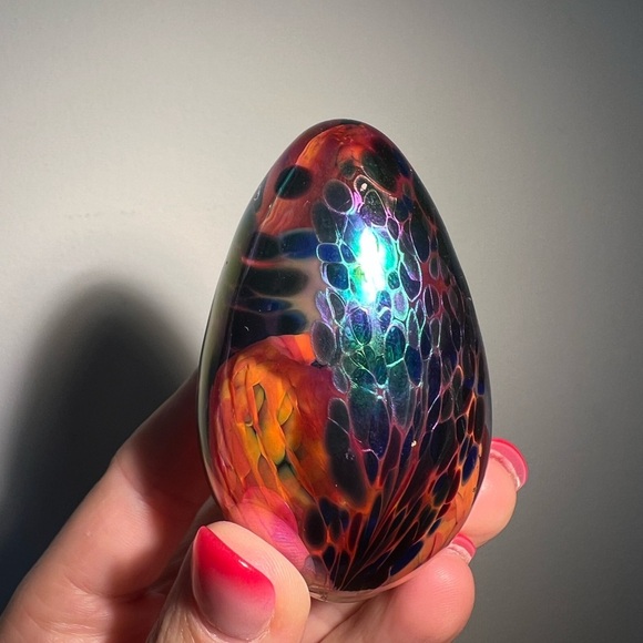 GES Glass Eye Studio Iridescent Egg Art Glass Paperweight 1997 - Picture 11 of 14